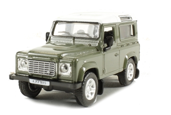Land Rover Defender 90 Station Wagon in green with white roof