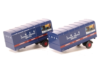 Pair of box trailers for Scammell Scarab van trailer in "LNER" livery