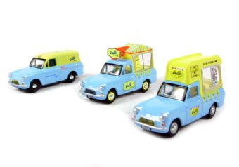 Walls Ice Cream 3 vehicle set with 3 Ford Anglia vans