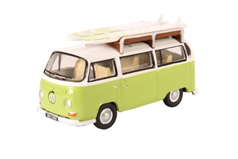 Volkswagen VW camper van lime green / white - with surfboards