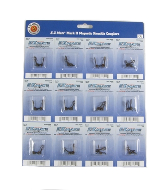 12 pairs of EZ mate mark 2 magnetic knuckle couplers with metal coil springs. Over Shank - Long