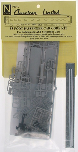 85' Passenger Car Core Kit with Outside Swing Hanger Trucks of the Gray
