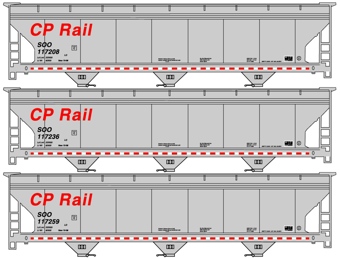 ACF Covered Hopper Kits, Canadian Pacific/Soo Line (3-Pack)