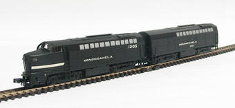 Baldwin RF16 Sharknose 1205 A & B diesel locomotives in Monogahela livery