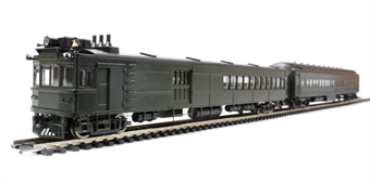 EMC Gas Electric Doodlebug with Trailer Coach. Painted, unlettered in Pullman Green (DCC on board)