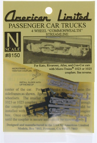 4-Wheel Commonwealth Streamline Passenger Car Trucks (1 Pair)