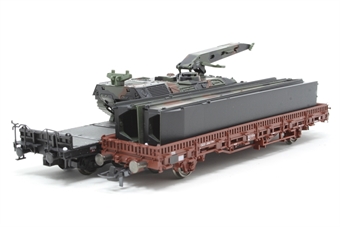 Bridge laying tank with transport wagons of the DB