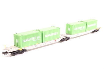 Flat container double wagon container car of the Ahaus Alst+ñtter Eisenbahn - light grey 33 68 495 3 949-7