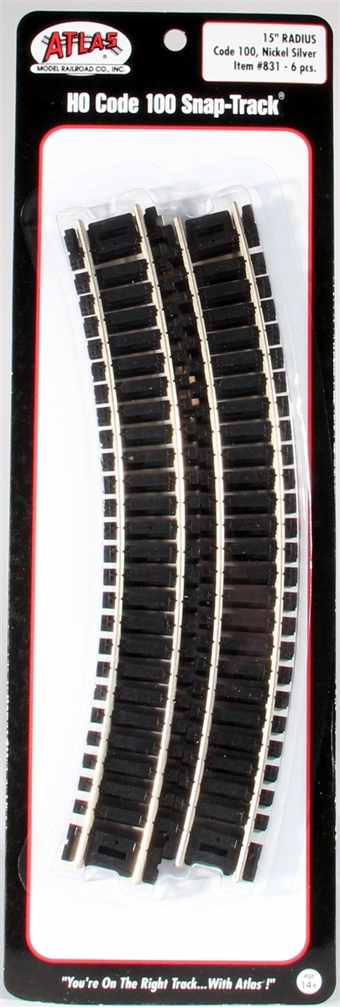 Code 100 15" Radius curves Pack of 6
