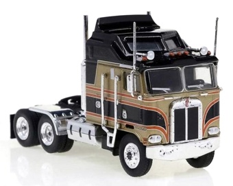 1976 Kenworth K100 Aerodyne Sleeper-Cab Semi Tractor, Black/Gold/Red