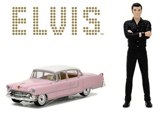 1955 Cadillac Fleetwood Series 60, Pink with Elvis Presely Figure