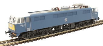 Class 86/0 E3114 in BR blue with small yellow panels, blue bufferbeams and lion on wheel emblem