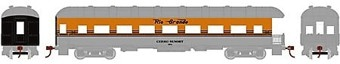 60' Arch Roof passenger Observation car in Denver & Rio Grande Western Orange & Silver 4-Stripe #854 Cerro Summit