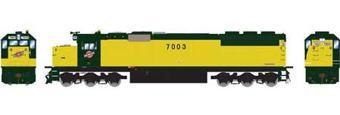 EMD SD50 7003 of the Chicago and Northwestern (Zito Yellow) 