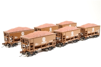 Pack of Six 24' Ore Cars with Load of the Duluth, Missabe & Iron Range Railroad