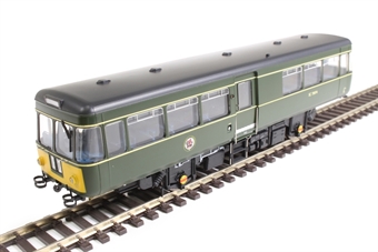 Park Royal Railbus SC79974 in BR green with small yellow warning panels