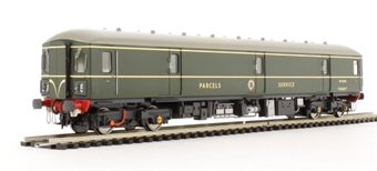 Class 128 parcels DMU W55993 in BR green with speed whiskers.