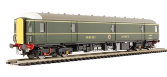 Class 128 parcels DMU W55992 in BR green with white cab roof domes and yellow gangway door covers