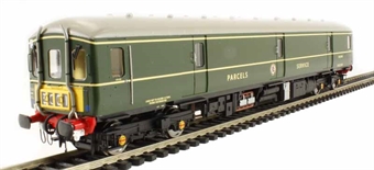 Class 128 parcels DMU M55989 in BR green with small yellow panels
