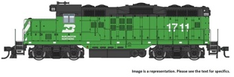 GP9 EMD Phase II 1714 of the Burlington Northern - chopped nose - digital sound fitted