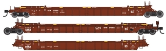 53' Well Car NSC 3-unit set of the Canadian National/Grand Trunk Western #676038