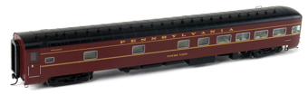 85' Pullman-Standard Observation Car with Large Tail Sign, Pennsylvania Railroad "Tower View" (1960s PRR Broadway Limited Deluxe Set 2)