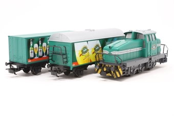 Class DHG 500 shunter & 2 x Covered Goods Wagons - 'DAB Beer' (DCC fitted, AC 3-rail)