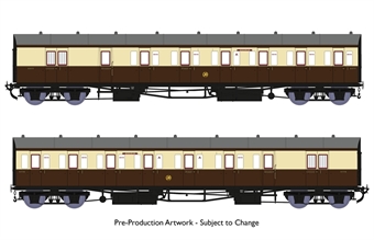 GWR B Set coaches in GWR chocolate & cream with shirtbutton emblem - pack of 2 - 6977 & 6778