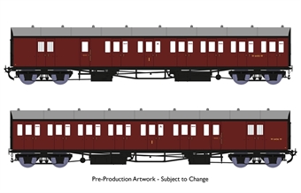GWR B Set coaches in BR plain maroon - pack of 2 - W6455W & W6456W