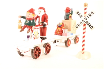 Christmas Hand car with santa and elf figures