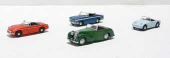 4 piece classic sports car set - MGB, Sprite, TR20 & Vitesse