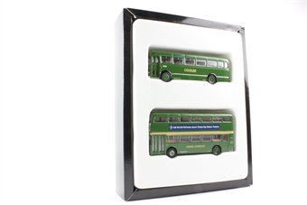 London Transport Museum Set 2, green Daimler Fleetline and Bristol LS buses