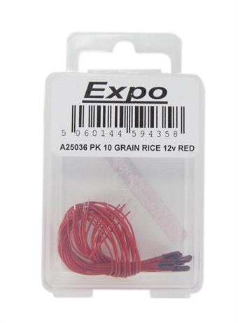 10 x Red Grain Of Rice 12V bulb for Colour Light Signals