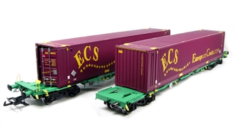 2 x Intermodal bogie wagons with 2 x 45ft containers "ECS"