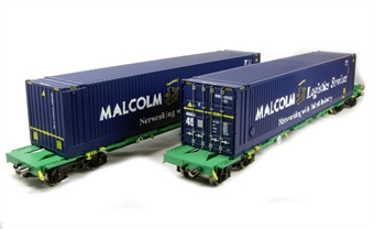 2 x Intermodal bogie wagons with 2 x 45ft containers "Malcolm Logistics"
