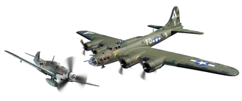 Boeing B17F Flying Fortress "Ye Olde Pub" 379th Bomber Group, 8th Air Force, Kimbolton and Messerschmitt Bf109G-6 Franz Stig