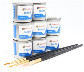Enamel Paint and Brush Metallic Set