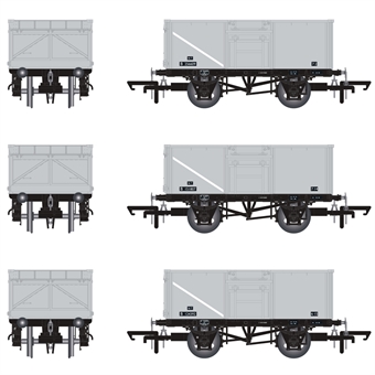 16t steel mineral hoppers Diag 1/108 in BR Freight grey with original text on black panels - pack of 3 (B)
