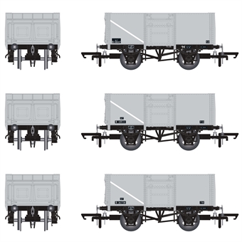 16t steel mineral hoppers Diag 1/109 in BR Freight grey with original text on black panels - pack of 3 (F)