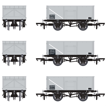 16t steel mineral hoppers COAL 16 (rebodied) in BR Freight grey (pre-TOPS COAL 16) - pack of 3 (N)