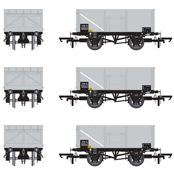 16t steel mineral hoppers COAL 16 (rebodied) in BR Freight grey (pre-TOPS COAL 16) - pack of 3 (O)