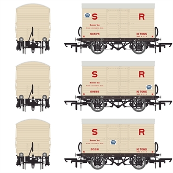 10 ton Diag. 1478 Banana Vans in SR stone livery (pre-1936 condition) - pack of 3 (Pack 2)