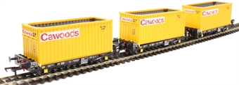 PFA 30.4t flat wagon with coal containers "Cawoods" - pack A - pack of three
