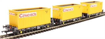 PFA 30.4t flat wagon with coal containers "Cawoods" - pack B - pack of three