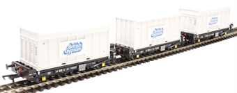 PFA 30.4t flat wagon with gypsum containers "British Gypsum" - pack L - pack of three