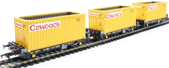PFA 30.4t flat wagon with coal containers "Cawoods" - pack S - pack of three