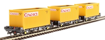 PFA 30.4t flat wagon with coal containers "Cawoods" - pack U - pack of three