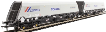 HYA 'cutdown' bogie aggregate hoppers with GB Railfreight, Touax and Cemex logos - Pack of two