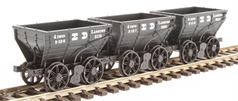 4 wheel Chaldron open wagons in Lambton Collieries livery - circa 1890 - pack of 3