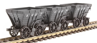 4 wheel Chaldron open wagons in Stella Coal Co. livery - circa 1950s - pack of 3